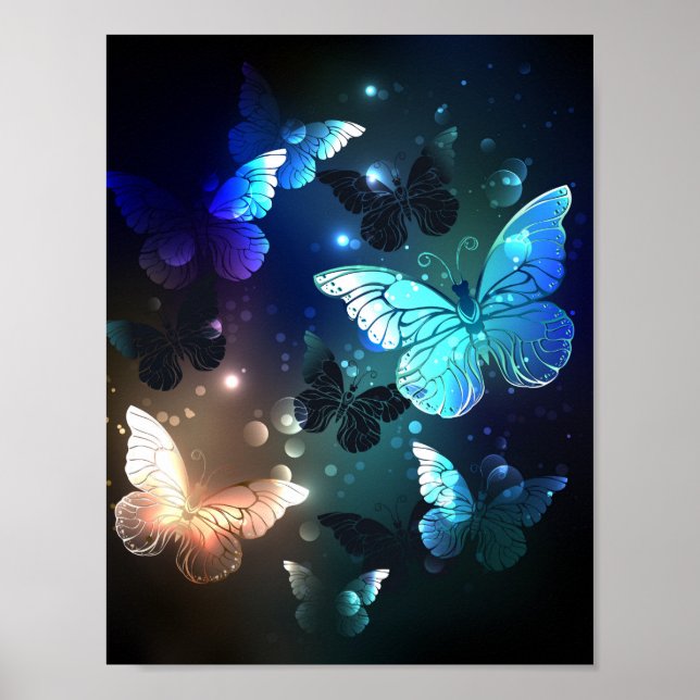 Fluttering Night Butterfly Poster (Front)