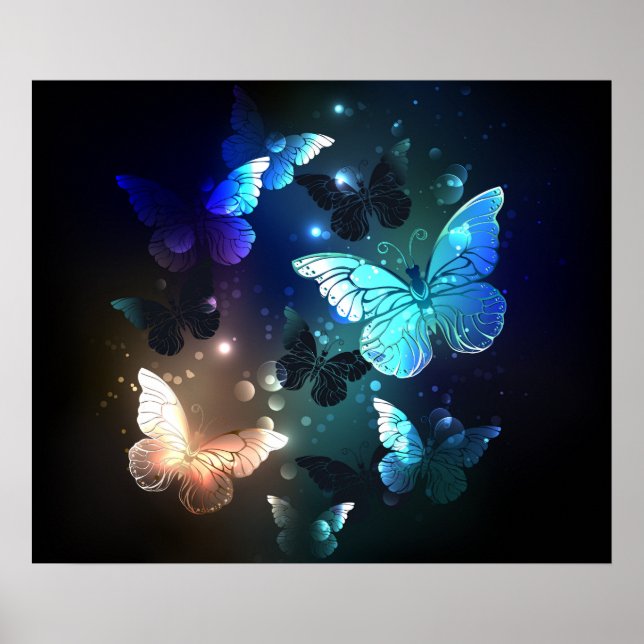 Fluttering Night Butterfly Poster (Front)