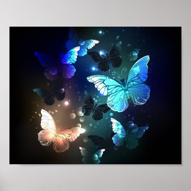 Fluttering Night Butterfly Poster (Front)