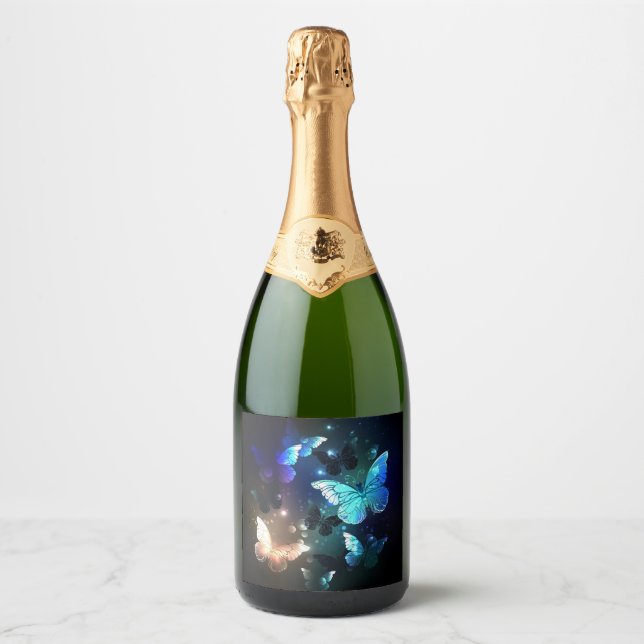 Fluttering Night Butterfly Sparkling Wine Label (Front)