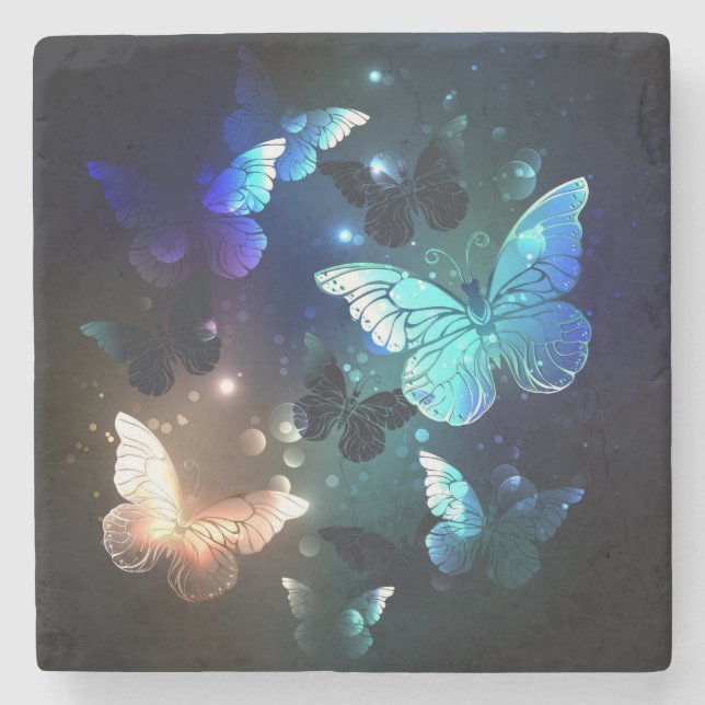 Fluttering Night Butterfly Stone Coaster (Front)