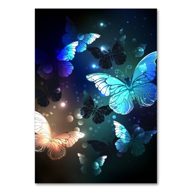 Fluttering Night Butterfly Table Number (Front)