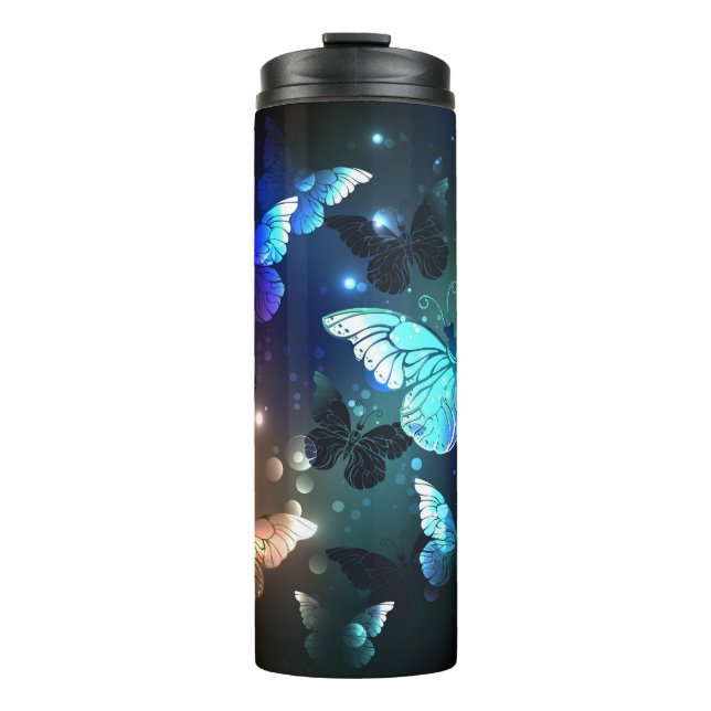 Fluttering Night Butterfly Thermal Tumbler (Front)