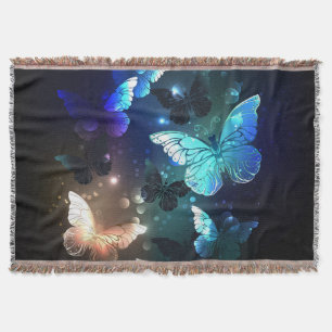 Fluttering Night Butterfly Throw Blanket