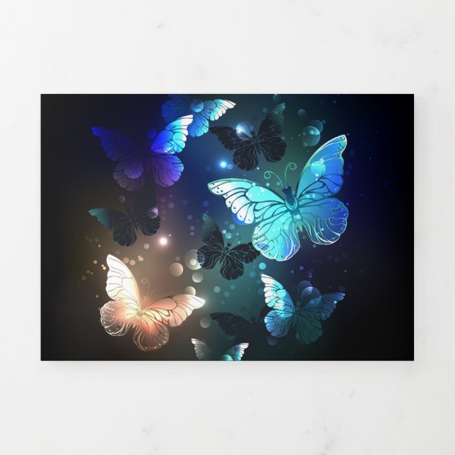 Fluttering Night Butterfly Tri-Fold Invitation (Cover)