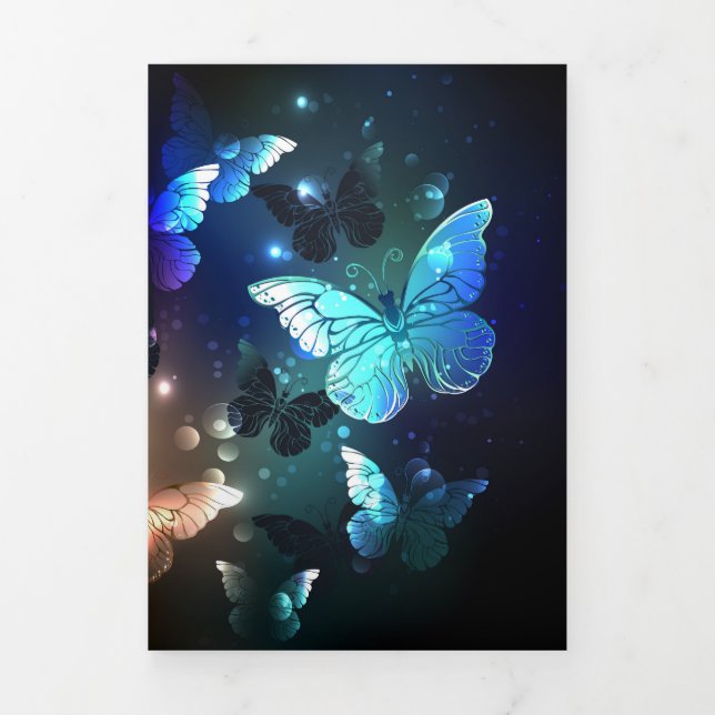 Fluttering Night Butterfly Tri-Fold Invitation (Cover)