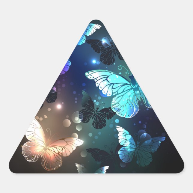 Fluttering Night Butterfly Triangle Sticker (Front)