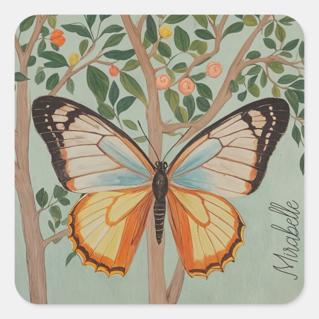 Fluttering Resilience Personalized  Square Sticker (Front)