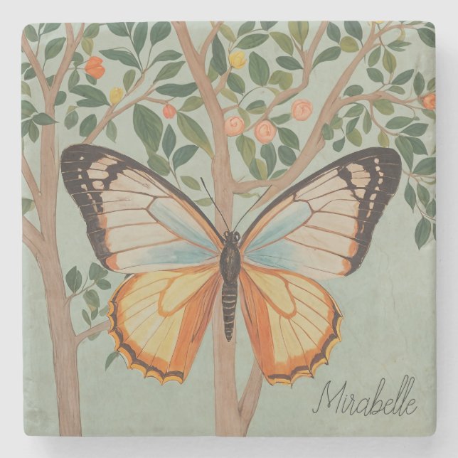 Fluttering Resilience Personalized  Stone Coaster (Front)