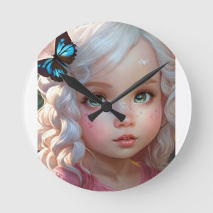 Fluttering Wings: Watercolor Butterfly T-Shirt Col Round Clock