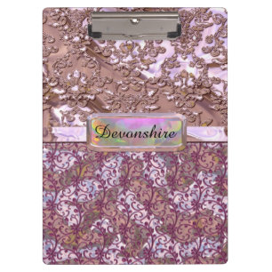Flux Pink French Rose Elegant Monogram Clipboard