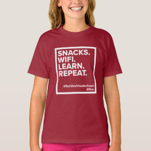 FLVS Snacks. WiFi. Learn. Repeat. T-Shirt (Berry)