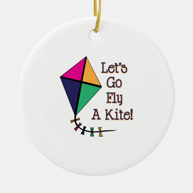 Fly a Kite Ceramic Ornament (Front)