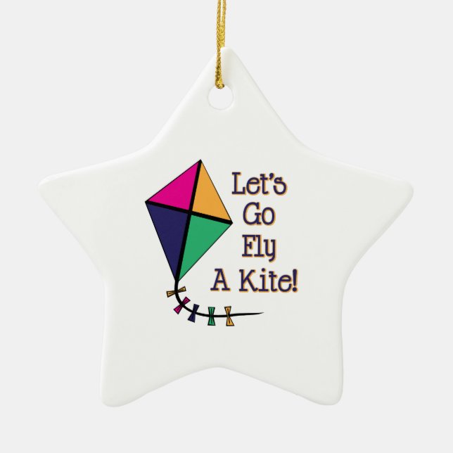 Fly a Kite Ceramic Ornament (Front)