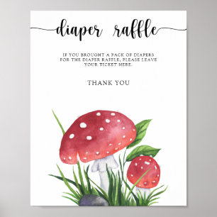 fly agaric baby shower - diaper raffle poster