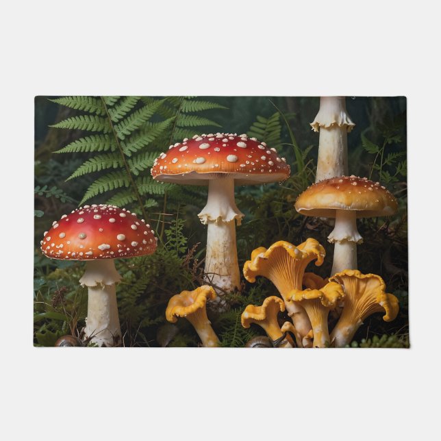 Fly Agaric Mushrooms Forest Botanical Doormat (Front)