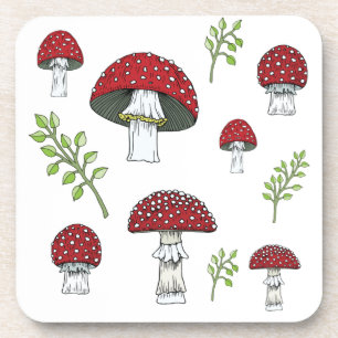 Fly Agaric Red Topped Mushrooms Coaster
