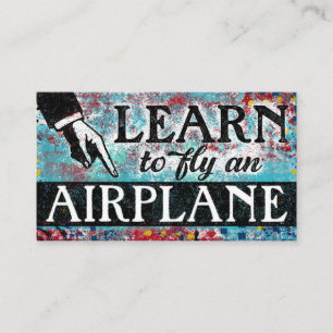 Fly An Airplane Lessons - Aqua Blue Business Cards