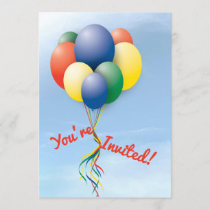 Fly-Away Balloon Bundle Birthday Invitation