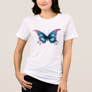 Fly Away Butterfly Colourful Butterflies on White Tri-Blend Shirt