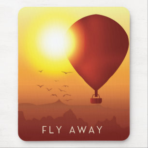 Fly Away Hot air balloon evening sky Mouse Pad
