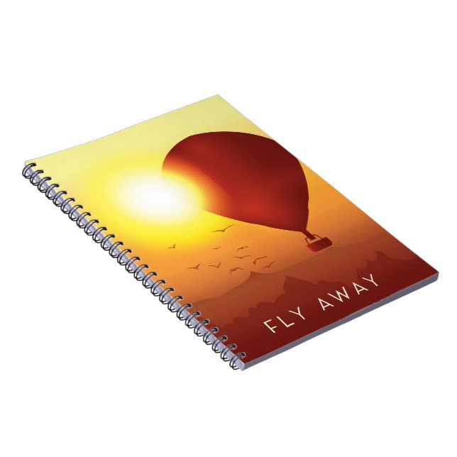 Fly Away Hot air balloon evening sky Notebook (Right Side)