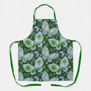 Fly Away Paisley Butterfly Print Green  Apron