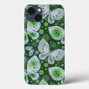 Fly Away Paisley Butterfly Print Green iPhone 13 Case