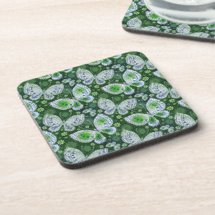 Fly Away Paisley Butterfly Print Green Coaster