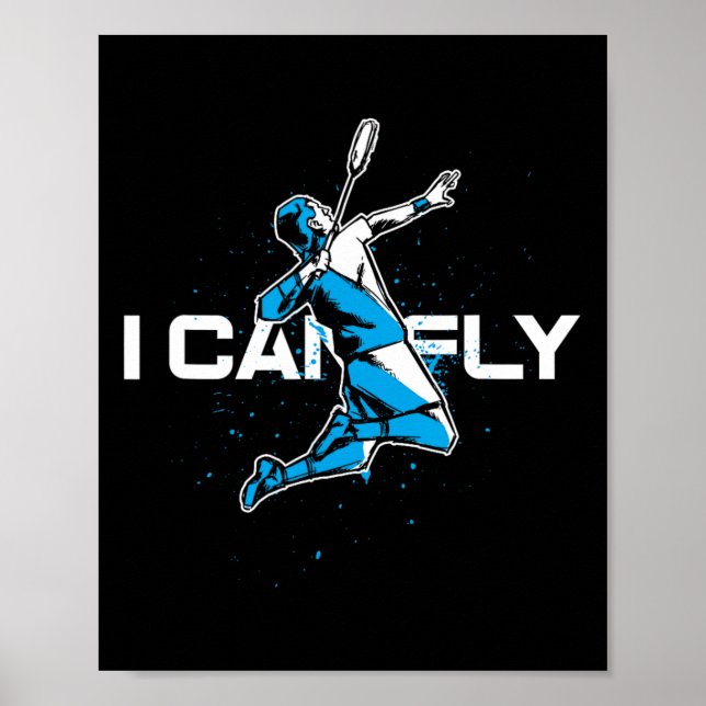 Fly Badminton Player Shuttle Trainer Racket Sports Poster (Front)