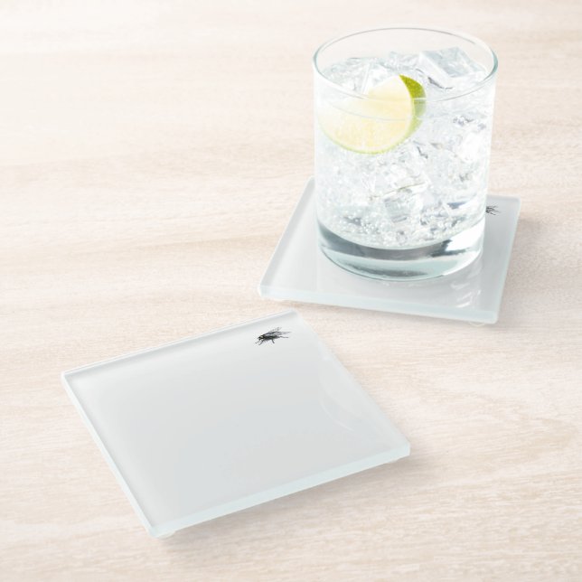 Fly Buddy clear glass coaster (Angled)