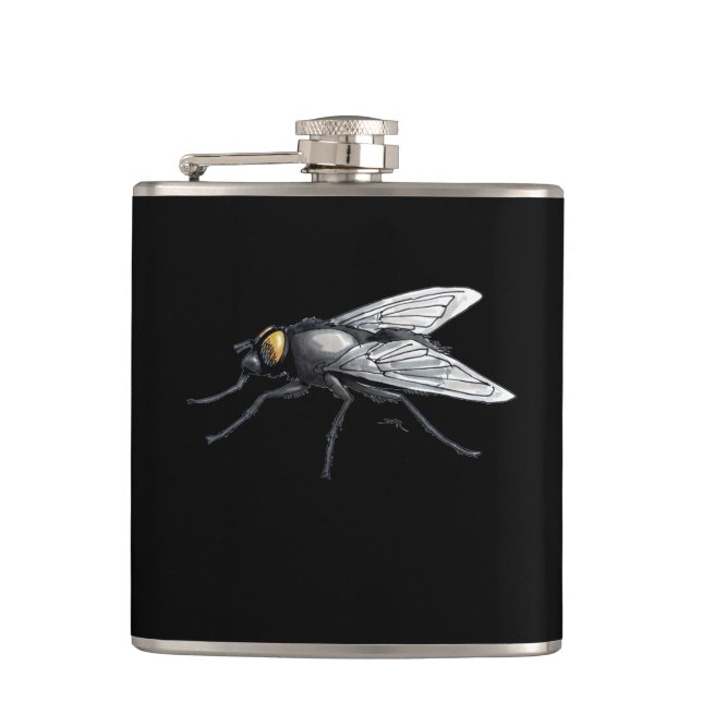 Fly Buddy giant fly black wrapped flask (Front)