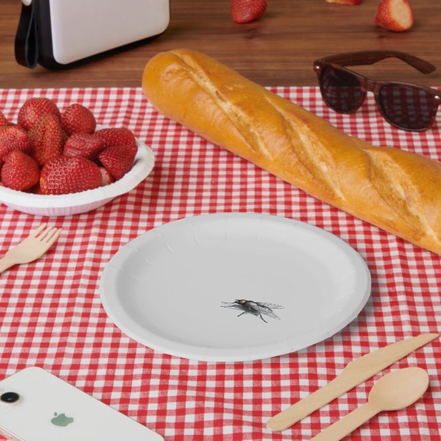 Fly Buddy grey paper plates (Picnic)