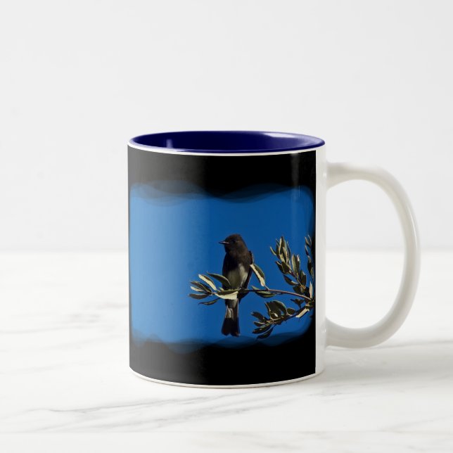Fly Catcher on Black Two-Tone Coffee Mug (Right)