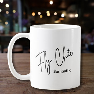 Fly Chic Typography & Airplane Aviation Simple Coffee Mug