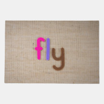 Fly Door Mat – Bold Typography on Earthy Canvas