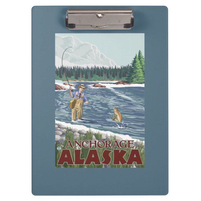 Fly Fisherman - Anchorage, Alaska Clipboard (Front)