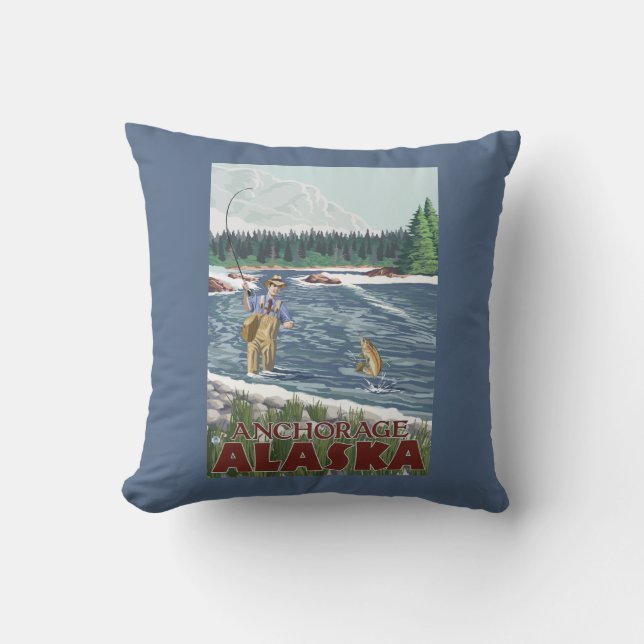 Fly Fisherman - Anchorage, Alaska Cushion (Front)