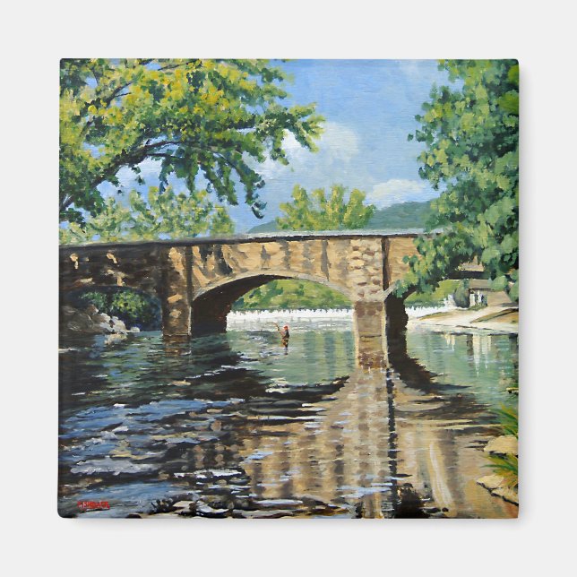 Fly Fisherman at Bennett Springs Magnet (Front)