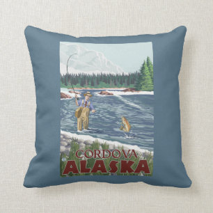 Fly Fisherman - Cordova, Alaska Cushion