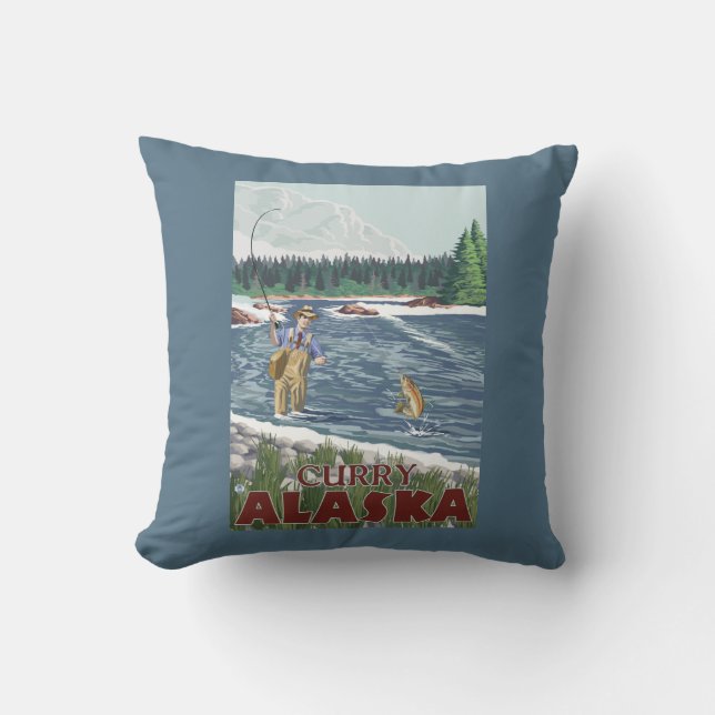 Fly Fisherman - Curry, Alaska Cushion (Front)
