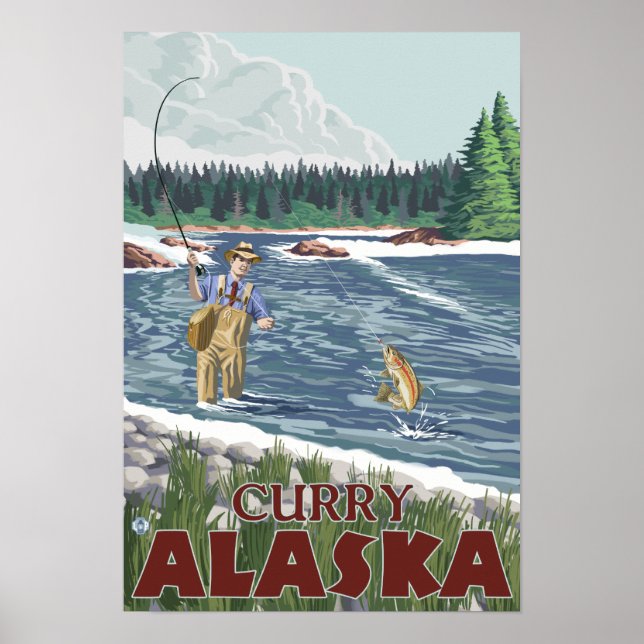 Fly Fisherman - Curry, Alaska Poster (Front)