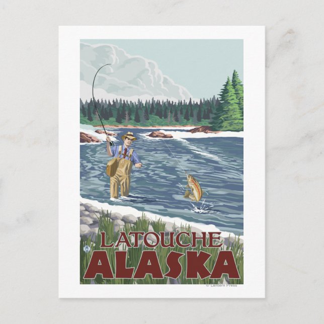 Fly Fisherman - Latouche, Alaska Postcard (Front)
