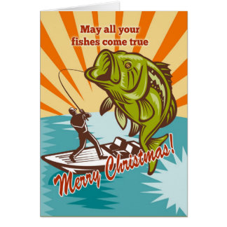 Fly Fisherman on boat catching largemouth bass