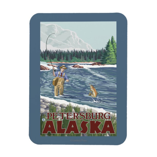 Fly Fisherman - Petersburg, Alaska Magnet (Vertical)
