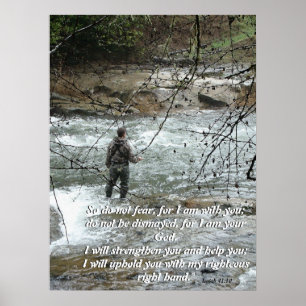 Fly Fisherman River Isaiah 41:10 Faith Print