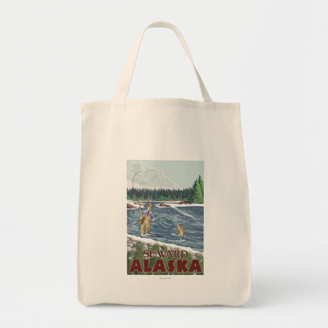 Fly Fisherman - Seward, Alaska Tote Bag (Front)