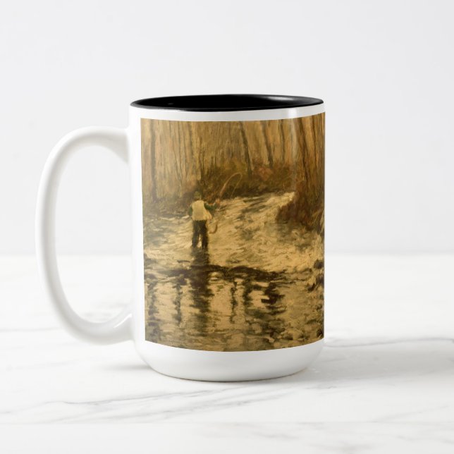 Fly Fisherman Two-Tone Coffee Mug (Left)