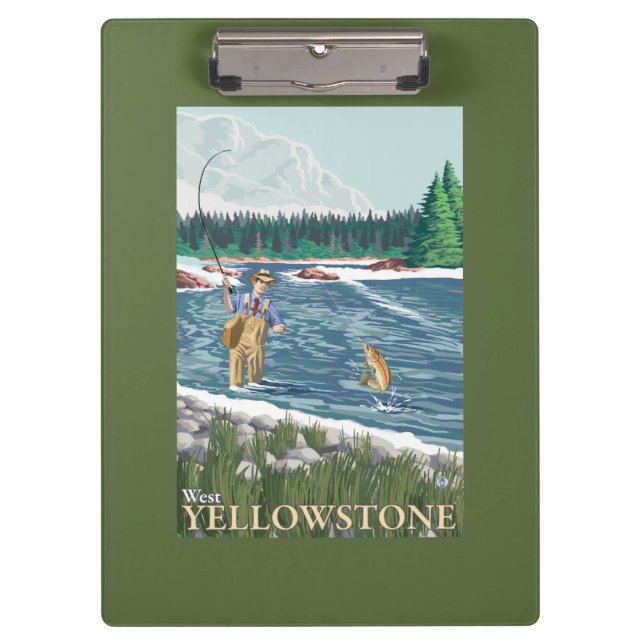 Fly Fisherman - West Yellowstone, Montana Clipboard (Front)
