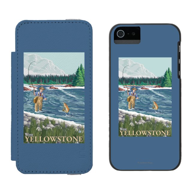 Fly Fisherman - West Yellowstone, Montana Incipio iPhone Wallet Case (Side by Side)